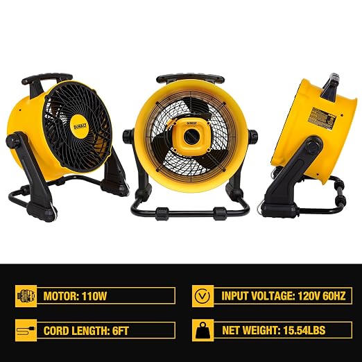 16 Inch Heavy Duty Floor Fan, High Velocity Barrel Shop Fan, 3-Speed Powerful with 4000 CFM, 360° Adjustable Tilting Airflow