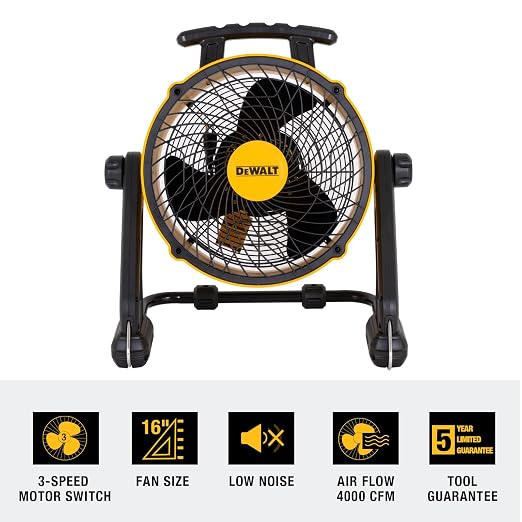 16 Inch Heavy Duty Floor Fan, High Velocity Barrel Shop Fan, 3-Speed Powerful with 4000 CFM, 360° Adjustable Tilting Airflow
