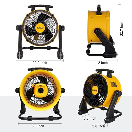 16 Inch Heavy Duty Floor Fan, High Velocity Barrel Shop Fan, 3-Speed Powerful with 4000 CFM, 360° Adjustable Tilting Airflow
