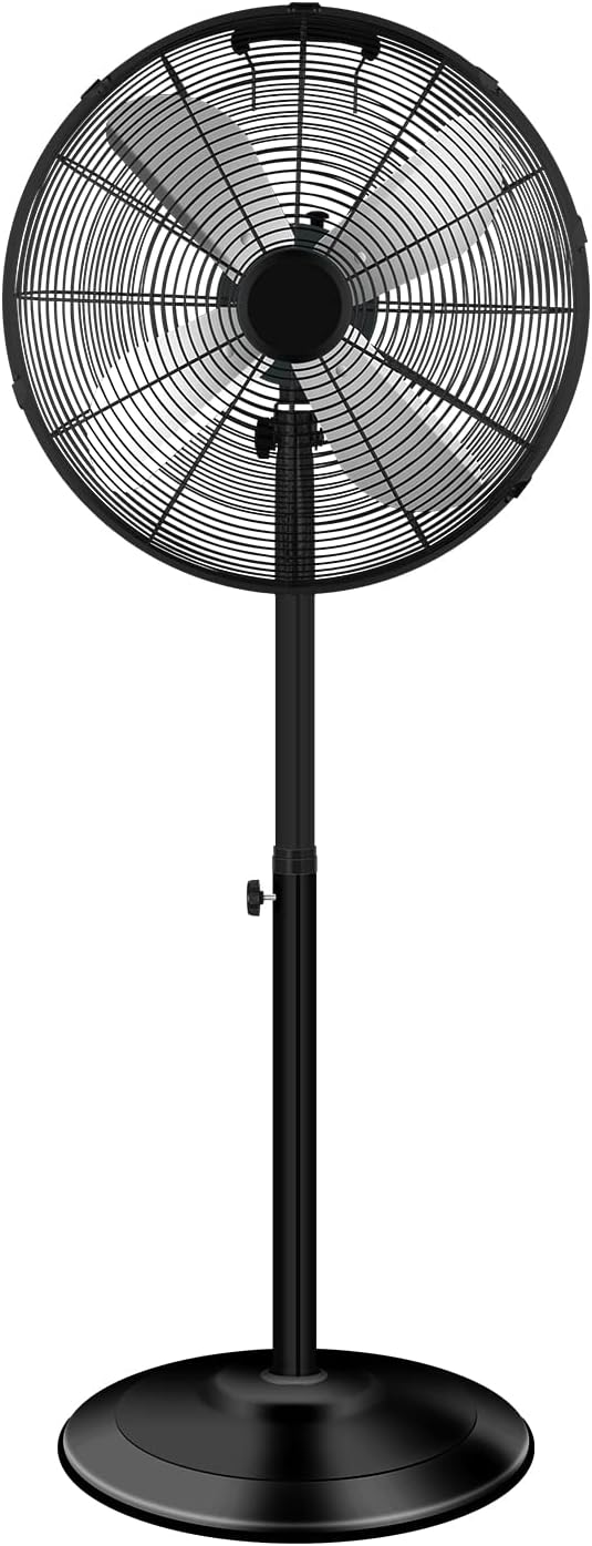 16 Inch High Velocity Stand Fan, Adjustable Heights, 75°Oscillating, Low Noise, Quality Made Fan with 3 Settings Speeds