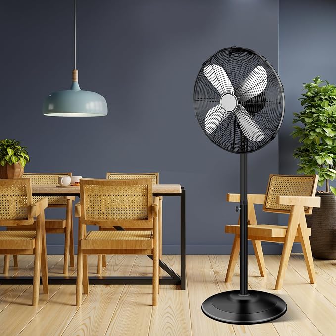 16 Inch High Velocity Stand Fan, Adjustable Heights, 75°Oscillating, Low Noise, Quality Made Fan with 3 Settings Speeds