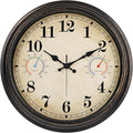16 Inch Large Outdoor Clock with Thermometer and Hygrometer Combo, Waterproof Indoor Outdoor Wall Clocks for Patio, Pool