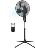 16-Inch Oscillating Pedestal Fan with Remote Control, 3-Speed High-Velocity Cooling, Adjustable Height & Tilt, Quad-Pod