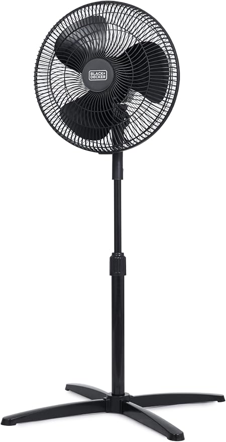 16-Inch Pedestal Fan, BFP16MXB, Oscillating Fan for Home and Office, Standing Fan with 3 Speed Settings, Height Adjustable