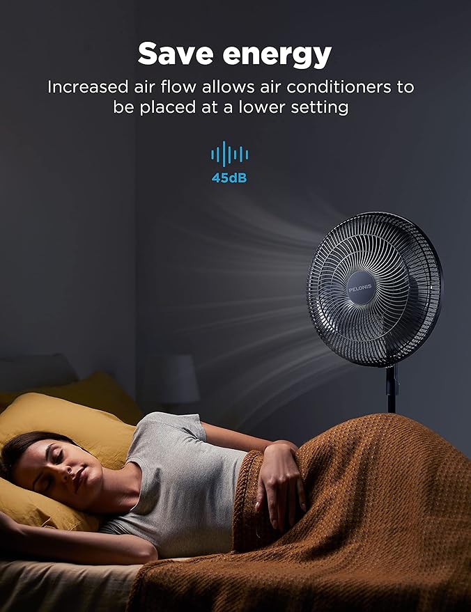 16 inch Pedestal Fan for Bedroom, Oscillating Fan, 3-Speeds, 90° Oscillation, Adjustable Height, Floor Fan, Standing Fan for