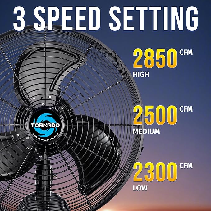 16-Inch Pro Series Waterproof Outdoor Oscillating Wall Mount Fan – Heavy-Duty High-Velocity Metal Fan for, alternate view 2
