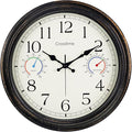 16 Inch Waterproof Outdoor Clock with Thermometer & Hygrometer Combo – Bronze Retro Vintage Decor Indoor Outdoor Wall Clocks