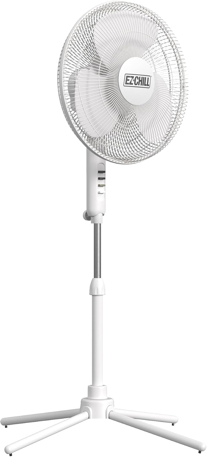 16” Oscillating Pedestal Fan, 3-speed Options, 90-Degree Oscillating Head, Adjustable Height and Tilt, Powerful Air Flow