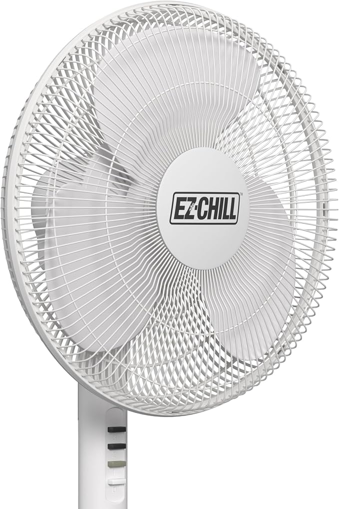 16” Oscillating Pedestal Fan, 3-speed Options, 90-Degree Oscillating Head, Adjustable Height and Tilt, Powerful Air Flow