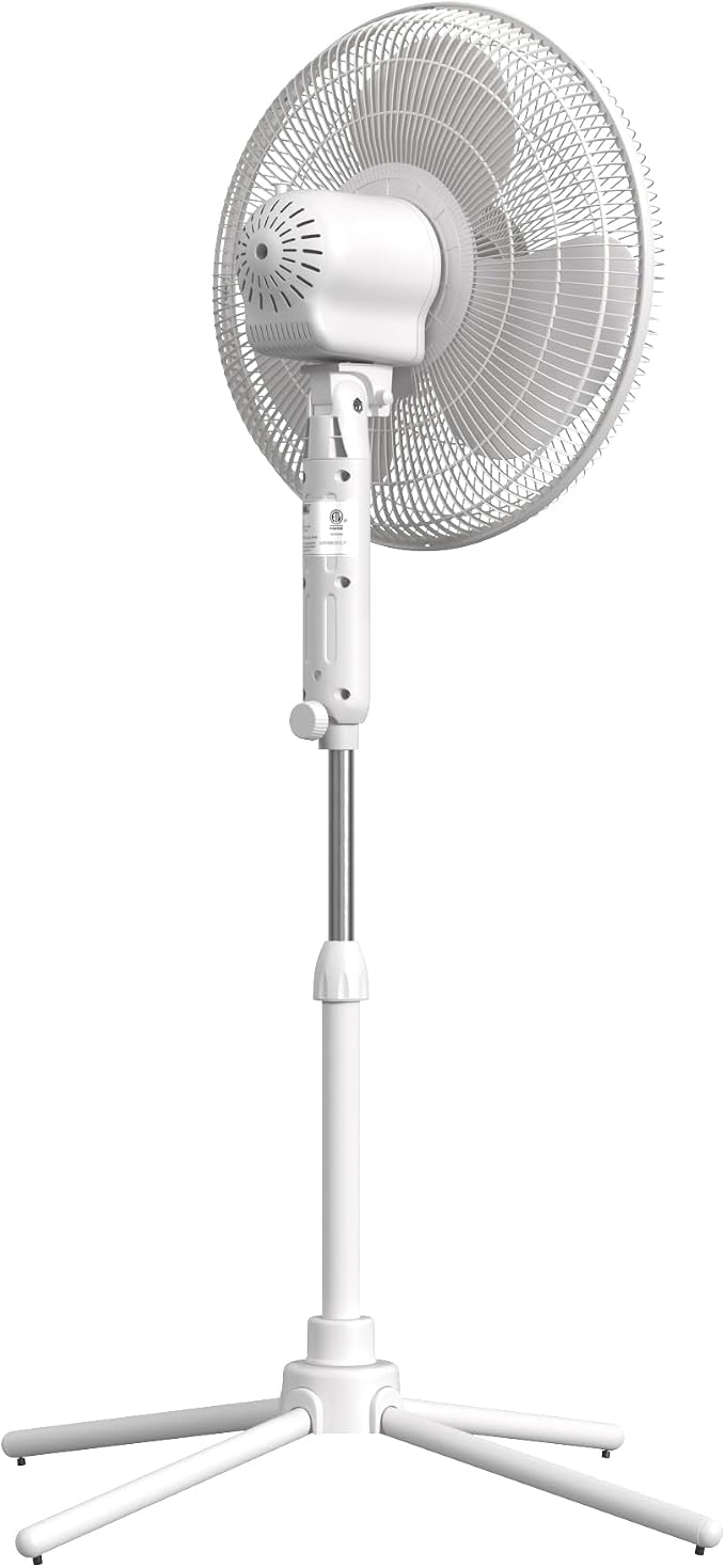 16” Oscillating Pedestal Fan, 3-speed Options, 90-Degree Oscillating Head, Adjustable Height and Tilt, Powerful Air Flow