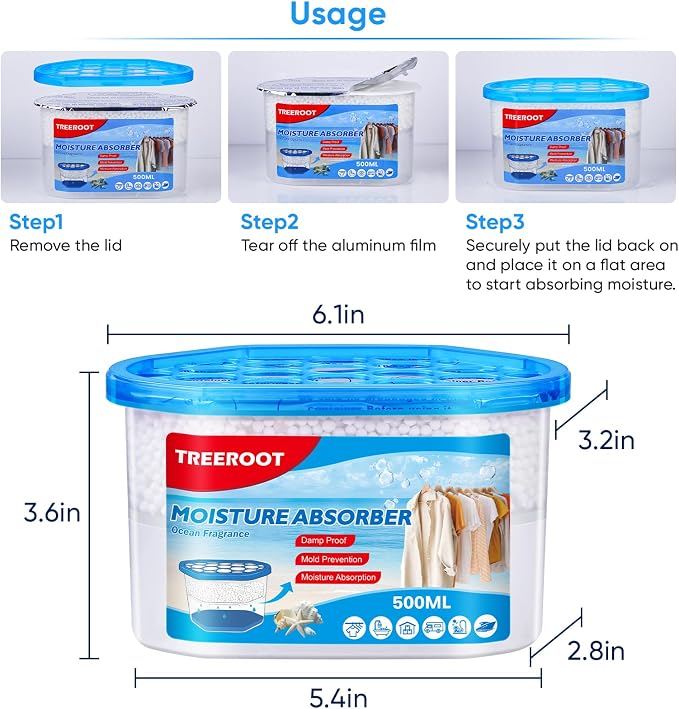 16 Pack Moisture Absorbers, 10.5 OZ Humidity Absorber Bucket, Moisture Absorbers for Closet, Dehumidifier Bucket for
