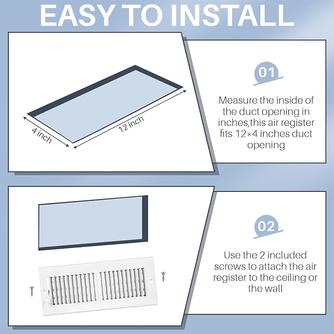16 Pcs 12 x 4 Inch (Interior Size) Air Vent Cover Ceiling Register Grill Duct Opening Air Supply Diffuser 2 Way, alternate