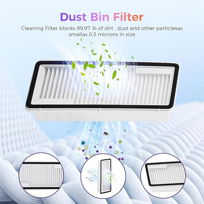 16 Pcs Accessories kit for FLOW Robot Vacuum, 1 Zero-Tangling Floating Brush, 4 Dust Bag, 2 Dust Bin Filter, 2 Track