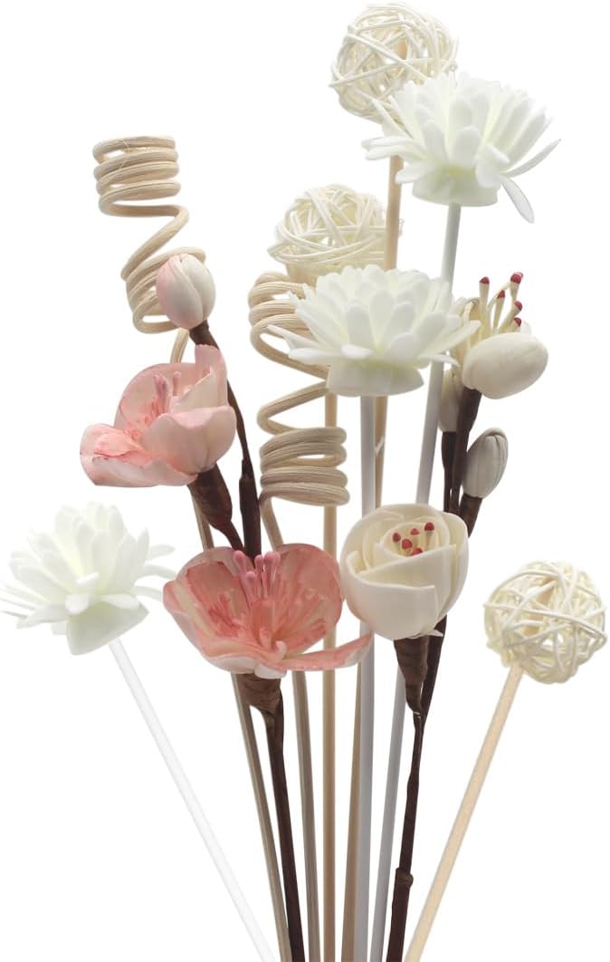 16 Pcs Reed Diffuser Sticks, Natural Rattan Hand Made Flower Reed Fragrance Diffuser Set, product image