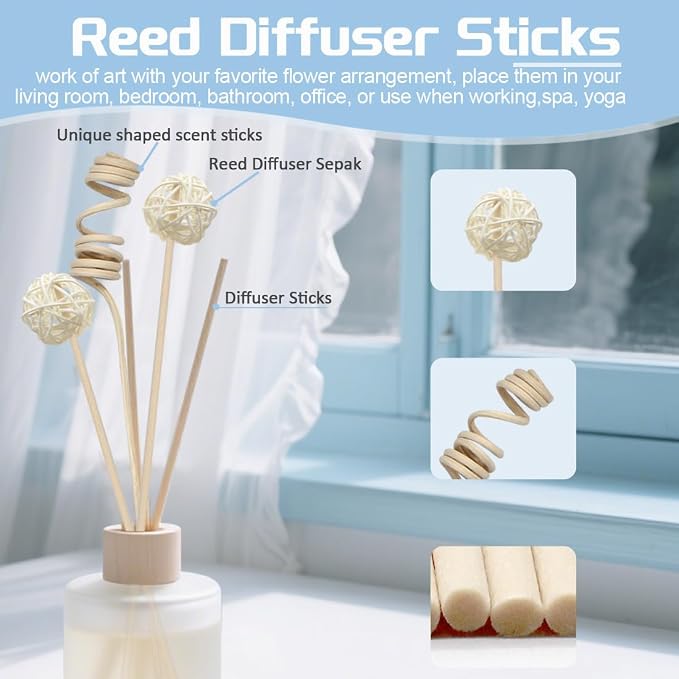 16 Pcs Reed Diffuser Sticks, Natural Rattan Hand Made Flower Reed Fragrance Diffuser Set, alternate product view 4