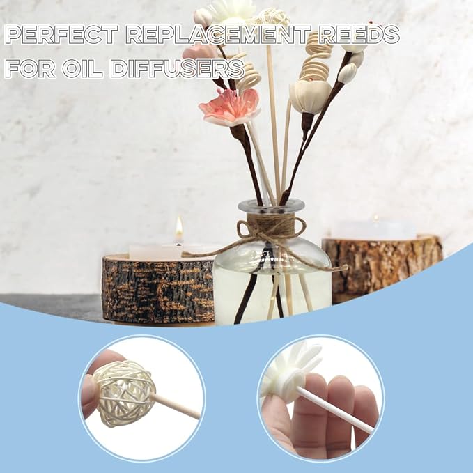 16 Pcs Reed Diffuser Sticks, Natural Rattan Hand Made Flower Reed Fragrance Diffuser Set, alternate product view 5