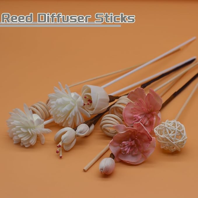 16 Pcs Reed Diffuser Sticks, Natural Rattan Hand Made Flower Reed Fragrance Diffuser Set, alternate product view 6