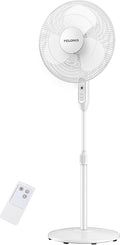 16'' Pedestal Fan for Bedoom with Remote, Upgraded, Standing Fan with 7-Hour Timer, 90° Oscillation, 3-Speeds