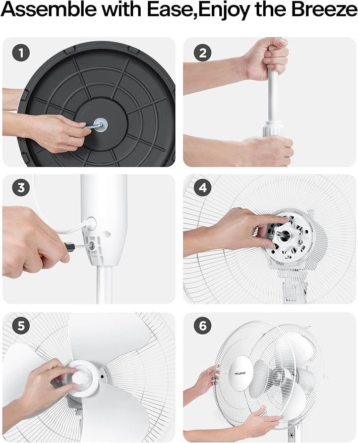 16'' Pedestal Fan for Bedoom with Remote, Upgraded, Standing Fan with 7-Hour Timer, 90° Oscillation, 3-Speeds, alternate view
