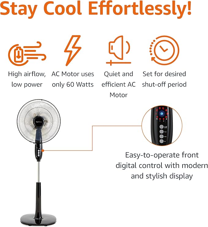 16" Pedestal Fan with Remote for Bedroom, Living Room, Office, Adjustable Height, Dual-Layered Blades, 3 Speeds, 3 Modes