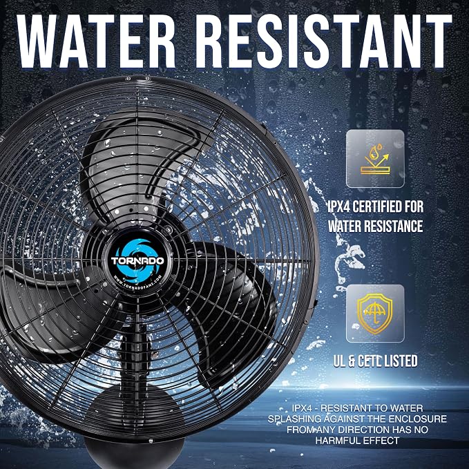 16" Pro Series Waterproof Outdoor Oscillating Wall Mount Fan – Heavy-Duty High Velocity Metal Fan for Patio, alternate view 3