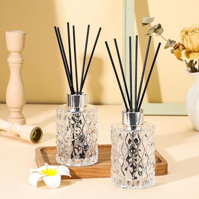 16 Set Empty Reed Diffuser Bottle Set with Stick, 150ml/5oz Clear Diffuser Glass Jars with Black Rattan Reed & Cap, alternate