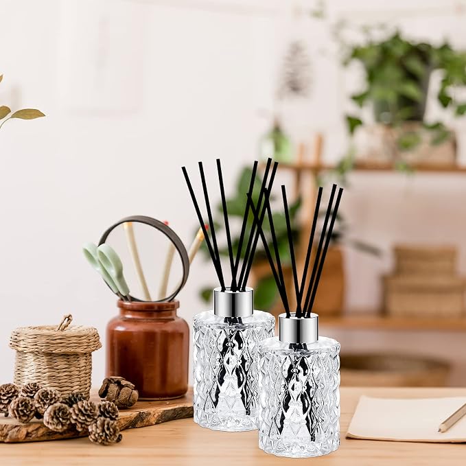 16 Set Empty Reed Diffuser Bottle Set with Stick, 150ml/5oz Clear Diffuser Glass Jars with Black Rattan Reed & Cap, alternate