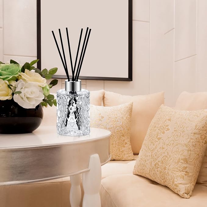 16 Set Empty Reed Diffuser Bottle Set with Stick, 150ml/5oz Clear Diffuser Glass Jars with Black Rattan Reed & Cap, alternate