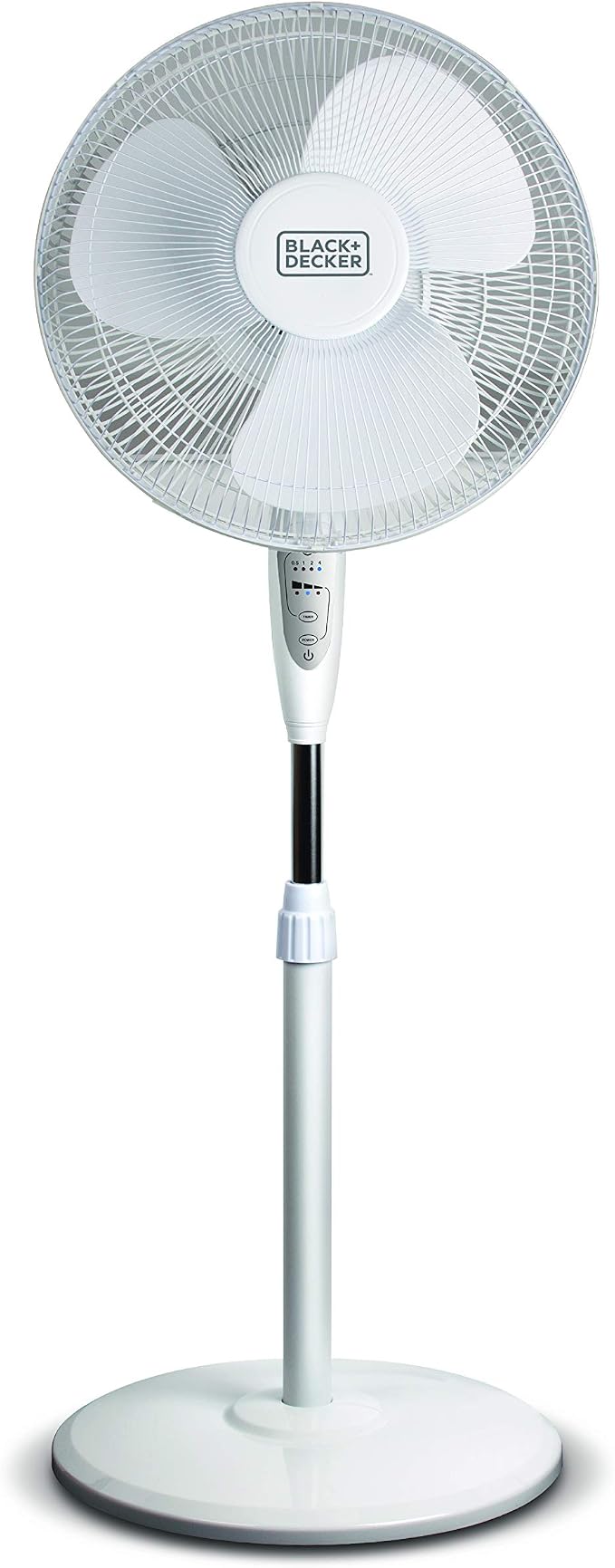 16" Stand Fan with Pedestal Base, Height Adjustable Pedestal Fan with Remote and Touch Control Panel, Free Standing Fan with