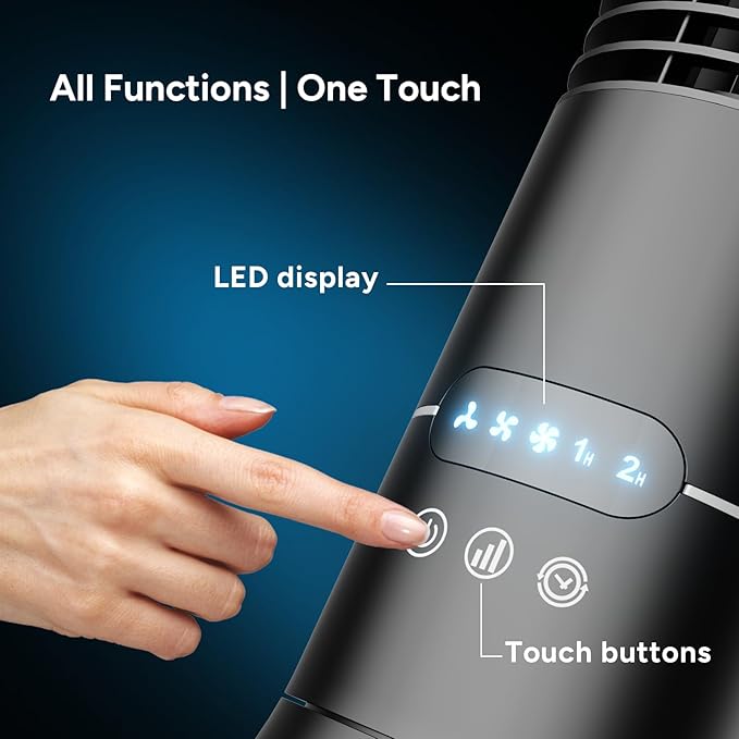 16" Tower Fan, 70° Oscillating Desk Fan, 3 Speeds with Timers, Personal Small Fans, alternate product view 3