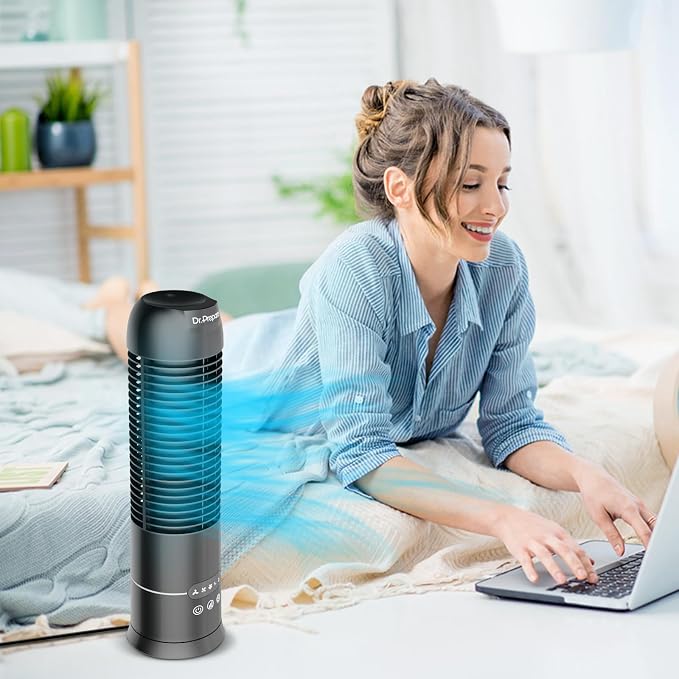 16" Tower Fan, 70° Oscillating Desk Fan, 3 Speeds with Timers, Personal Small Fans, alternate product view 7
