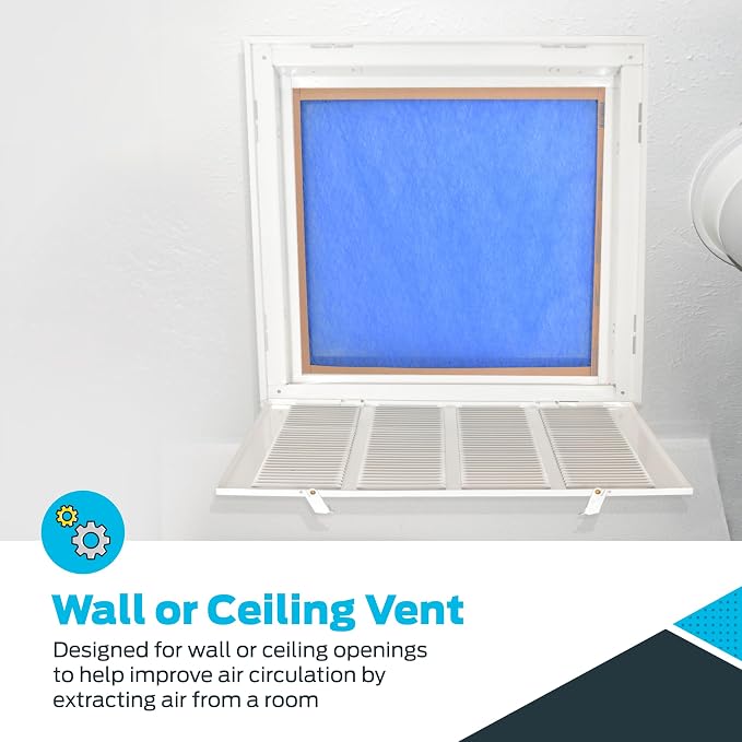 16 x 16 Inch (Duct Opening) Return Air Vent Cover for Wall or Ceiling, Solid Steel Return Air Filter Grille, HVAC Vent Cover