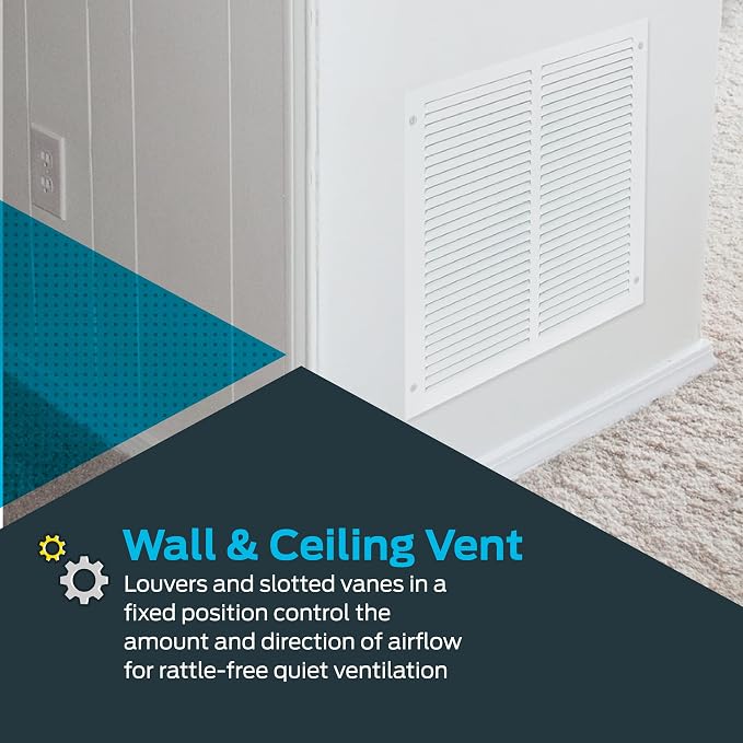 16 x 16 Inch (Duct Opening) Return Air Vent Cover for Wall or Ceiling, Solid Steel Return Air Grille, HVAC Vent, alternate