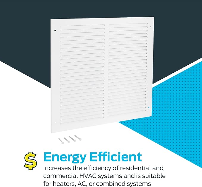 16 x 16 Inch (Duct Opening) Return Air Vent Cover for Wall or Ceiling, Solid Steel Return Air Grille, HVAC Vent, alternate