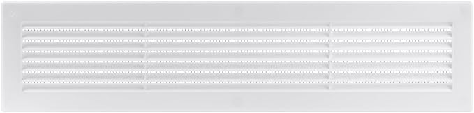 16'' x 3'' Inch Opening Measurement / White Vent External Grille with Protective Mesh - Lightweight Plastic Register / Cover