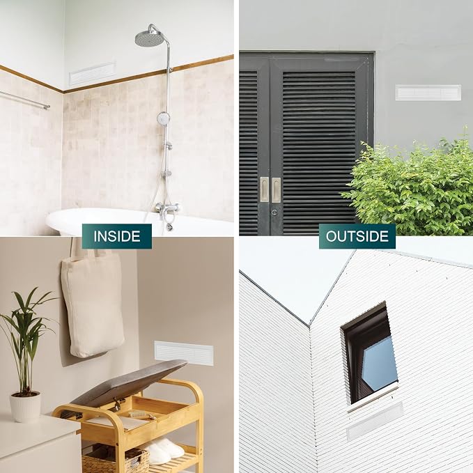 16'' x 3'' Inch Opening Measurement / White Vent External Grille with Protective Mesh - Lightweight Plastic Register / Cover