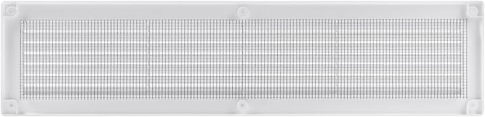 16'' x 3'' Inch Opening Measurement / White Vent External Grille with Protective Mesh - Lightweight Plastic Register / Cover