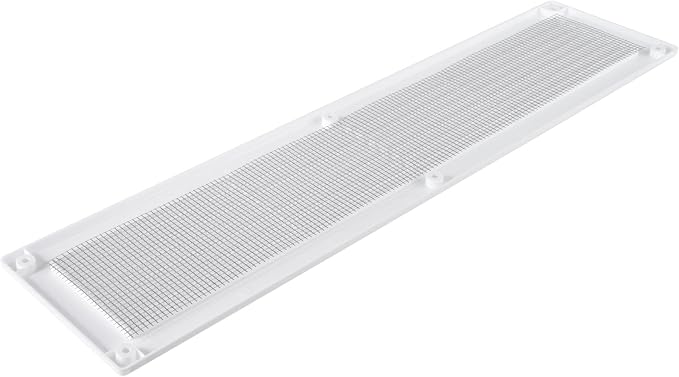 16'' x 3'' Inch Opening Measurement / White Vent External Grille with Protective Mesh - Lightweight Plastic Register / Cover