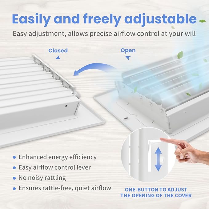 16 x 6 Inch [Duct Opening] Air Vent Covers for Wall or Ceiling - High Airflow 2 Way Steel Ventilation, alternate view 5