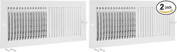 16 x 6 Inch (Duct Opening) White Air Vent Cover for Wall or Ceiling, Two-Way Ventilation Register, Solid Steel HVAC Cover