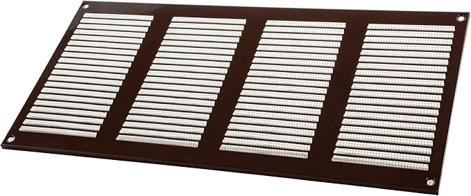 16" x 8" Inch Brown Metal Air Vent Cover - 3 Pack - Louvered Wall Grille with Built-in Mesh Screen - Durable HVAC Duct Cover
