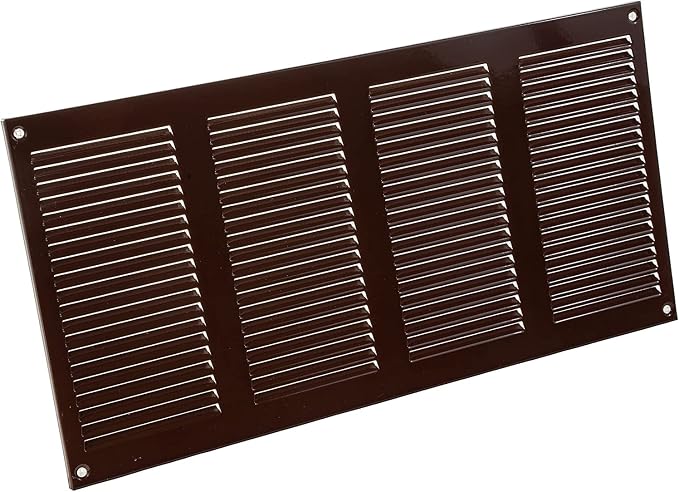 16" x 8" Inch Brown Metal Air Vent Cover - 3 Pack - Louvered Wall Grille with Built-in Mesh Screen - Durable HVAC Duct Cover
