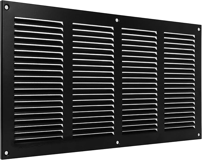16 x 8 Inch (External Size) Black Galvanized Steel Return Air Register Vent Cover, AC Vent Cover, Dryer Vent Cover Outside &