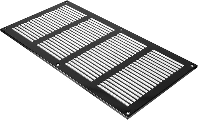 16 x 8 Inch (External Size) Black Galvanized Steel Return Air Register Vent Cover, AC Vent Cover, Dryer Vent Cover Outside &