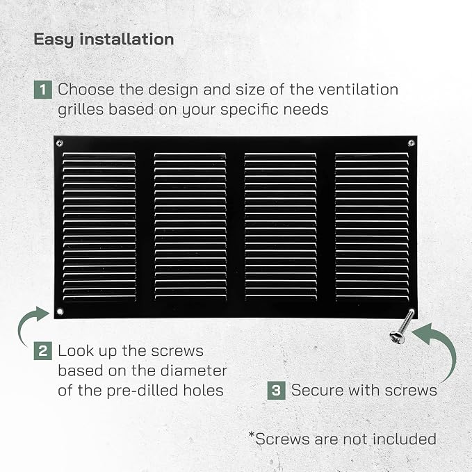 16" x 8" Inch (Overall Dimensions) Pack of 2 - Black - Air Vent Cover Metal Air Return Grill with Built-in Pest, alternate