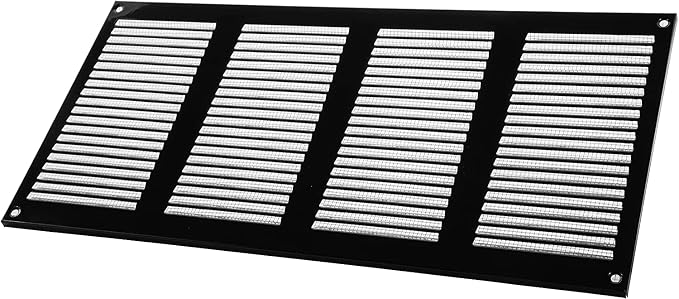 16" x 8" Inch (Overall Dimensions) Pack of 2 - Black - Air Vent Cover Metal Air Return Grill with Built-in Pest, alternate