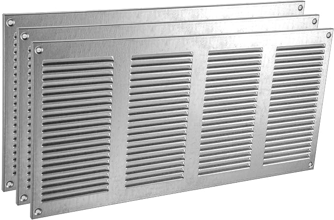 16" x 8" Inch (Overall Dimensions) Pack of 3 - Galvanized - Air Vent Cover Metal Air Return Grill with Built-in
