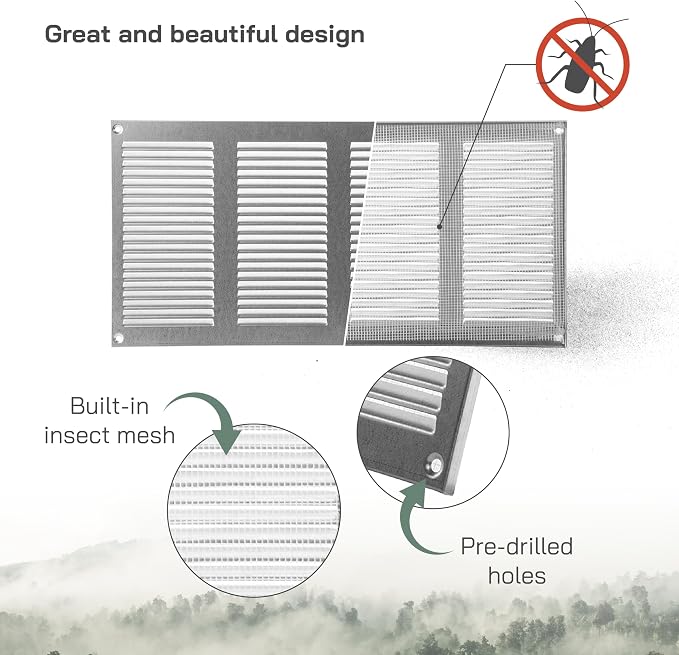 16" x 8" Inch (Overall Dimensions) Pack of 3 - Galvanized - Air Vent Cover Metal Air Return Grill with Built-in, alternate