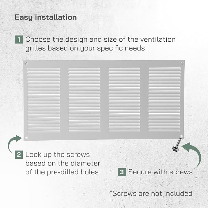 16" x 8" Inch (Overall Dimensions) Pack of 5 - White - Air Vent Cover Metal Air Return Grill with Built-in Pest Guard Screen
