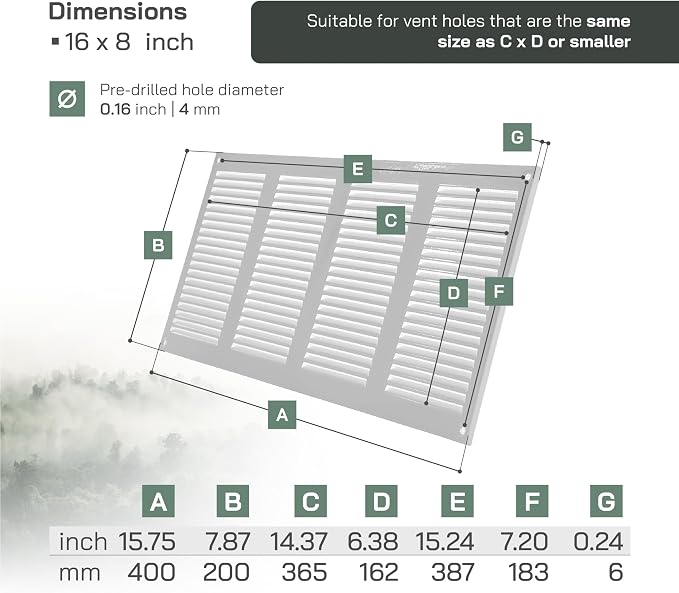 16" x 8" Inch White Metal Air Vent Cover - 3 Pack - Louvered Wall Grille with Built-in Mesh Screen - Durable HVAC Duct Cover